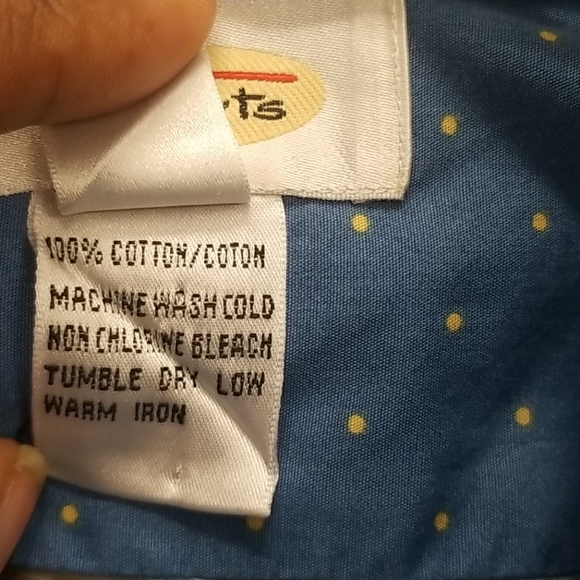 Talbots Blue with Yellow polka dots top - Picture 5 of 6